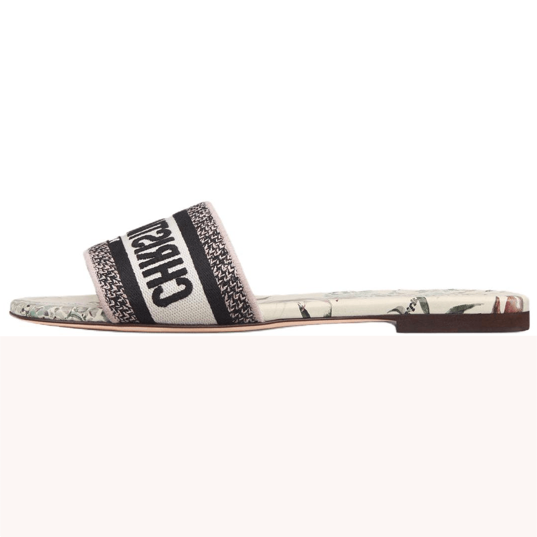 Dior Dway Embroidered Slides Black — фото 4