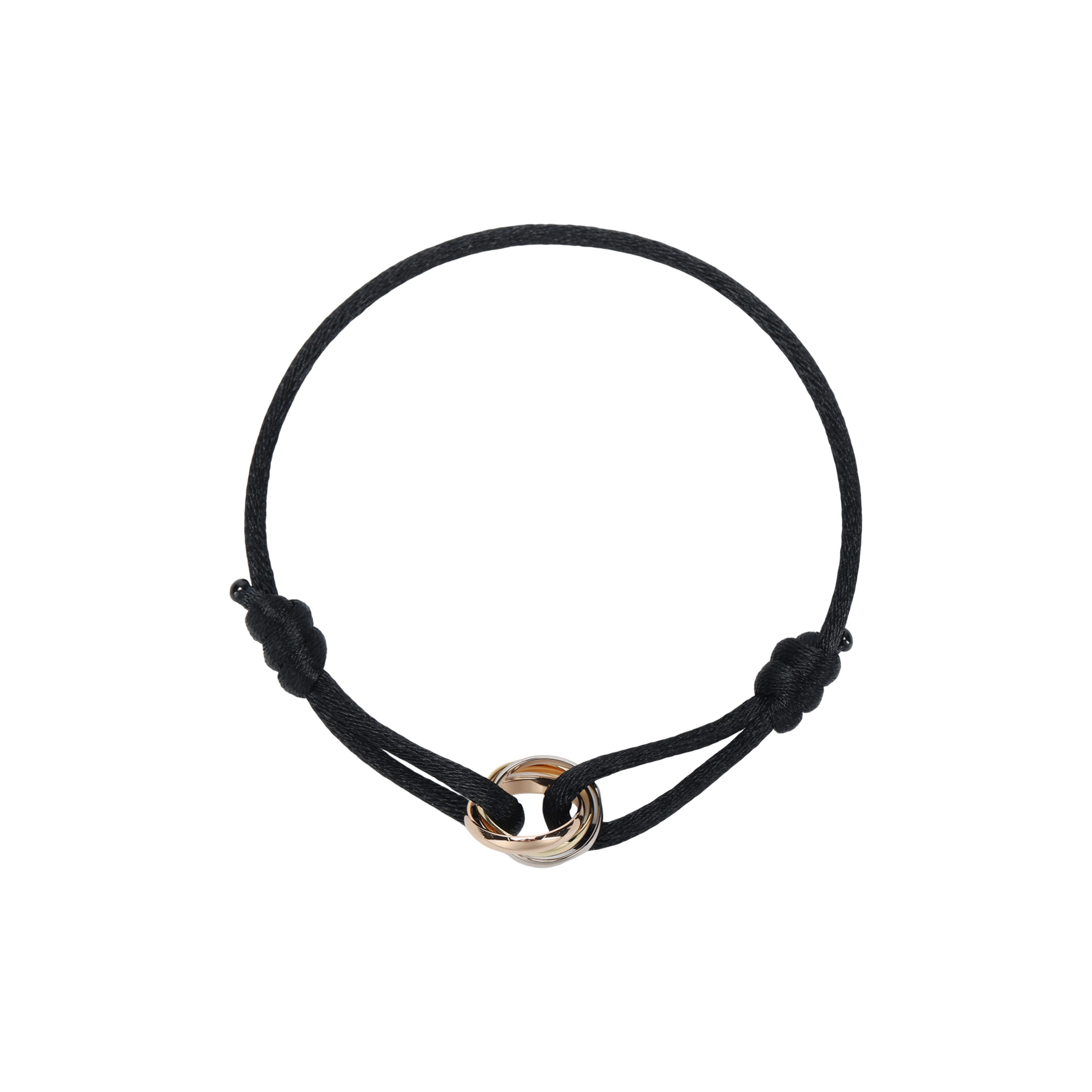 CARTIER/卡地亚 Cartier Trinity Bracelet Black Cord White Gold Rose Gold Men
