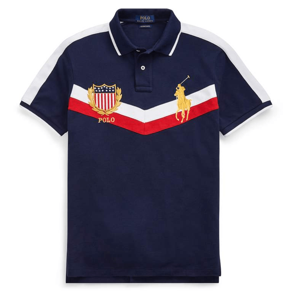 Polo Ralph Lauren SS24 Letter Logo Slim Polo Shirt Blue