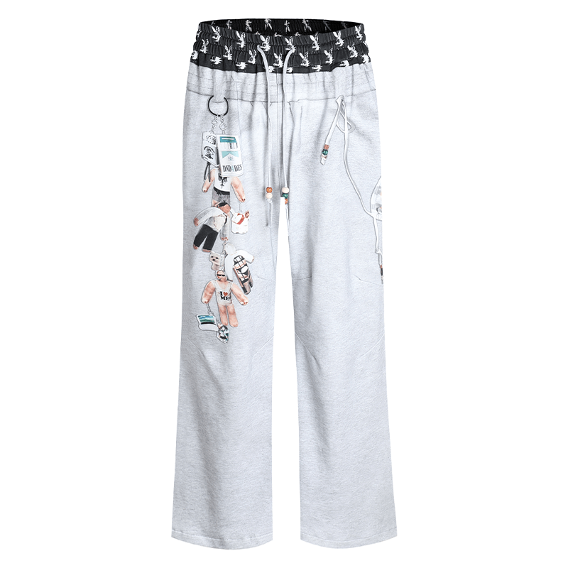 DND4DES Vintage Double Waist Bikini Print Sweatpants