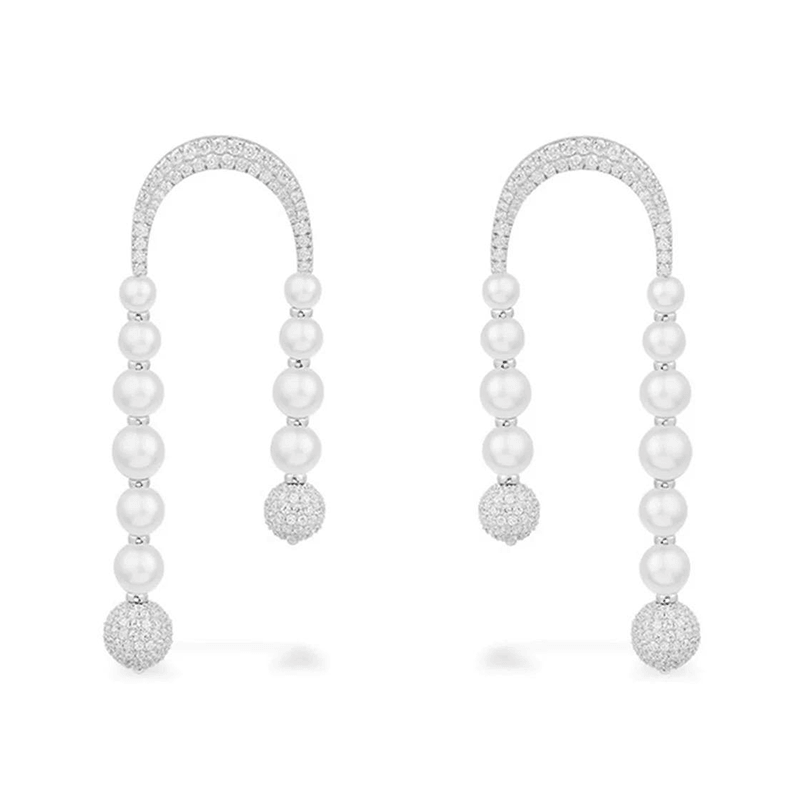 apm Monaco Eternelle Pearl Earrings Silver