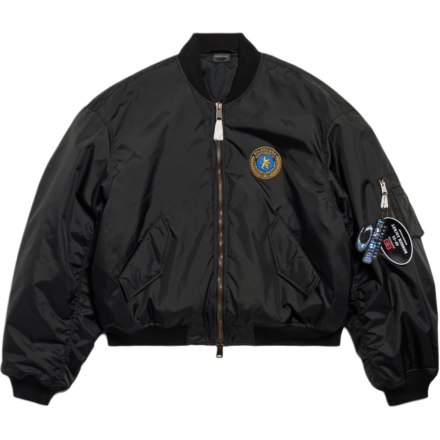 Balenciaga FW25 Ribbed Zip Patch Cotton Jacket Black