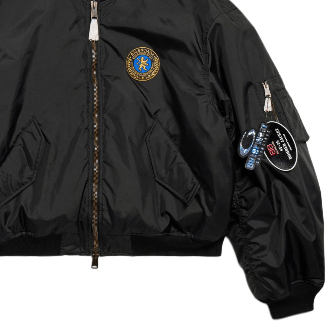Balenciaga FW25 Ribbed Zip Patch Cotton Jacket Black — фото 7