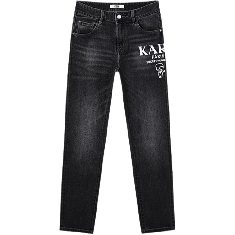 KARL LAGERFELD Graffiti Straight Jeans Gunmetal