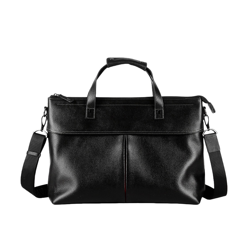 PESASRIE Business Leather Briefcase Black
