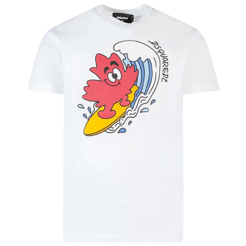 DSQUARED 2 DSQUARED2 SS23 Logo Print Crewneck T-Shirt White