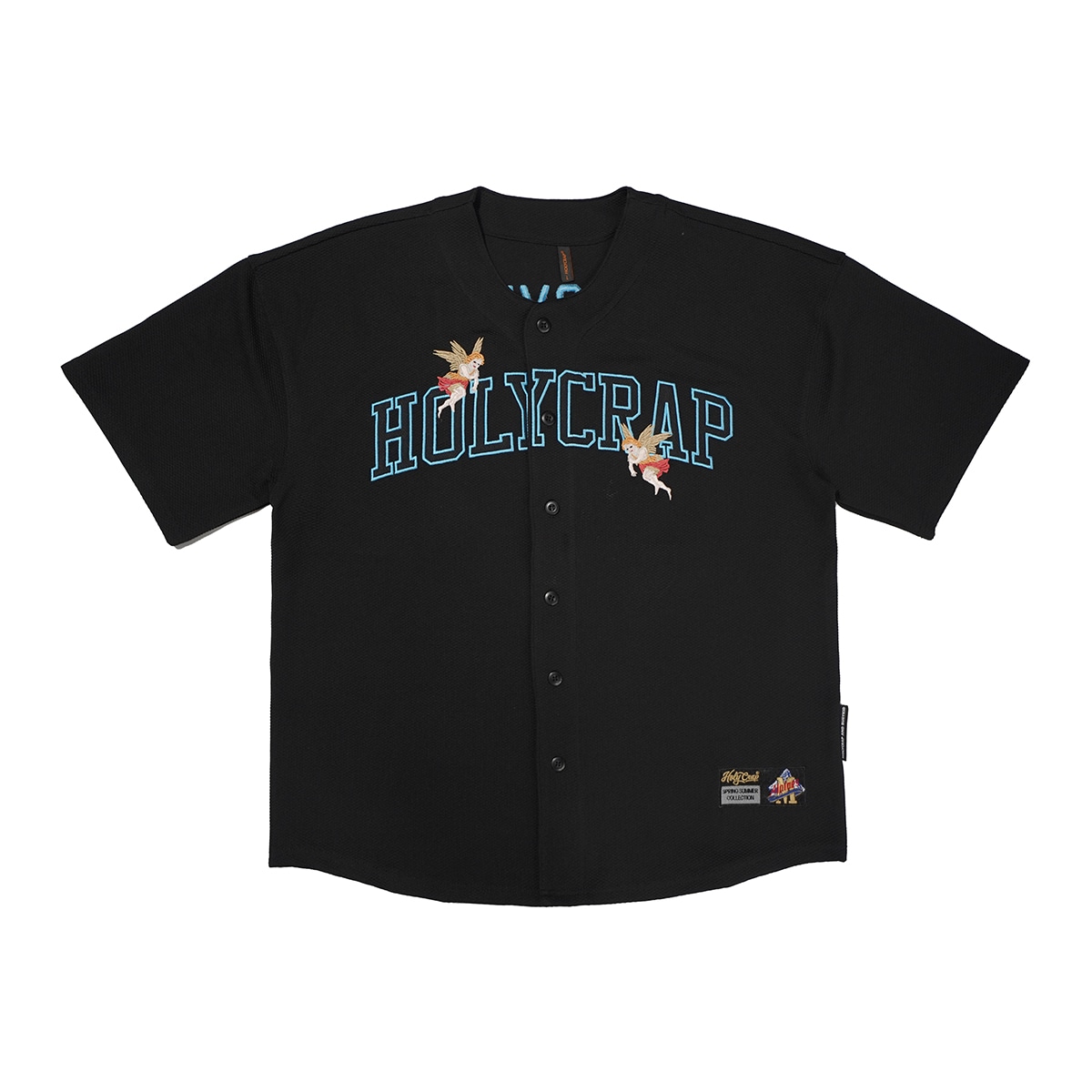 Holycrap 93 Black Angel Embroidered Baseball Tee