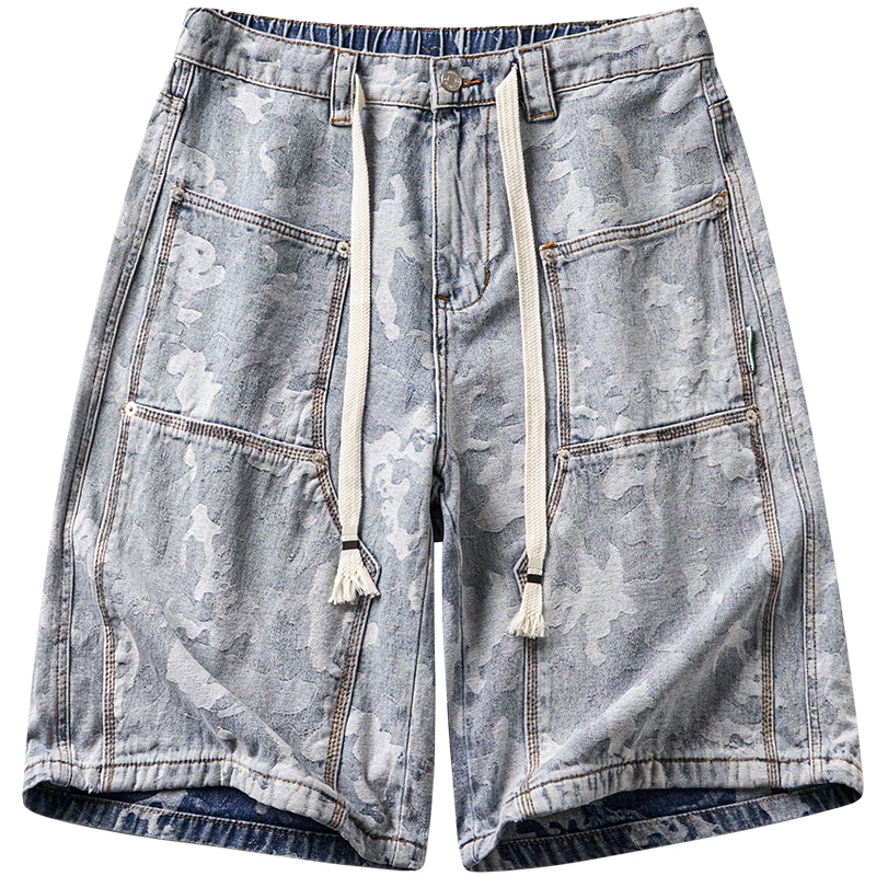 HZWH Jacquard Washed Denim Shorts