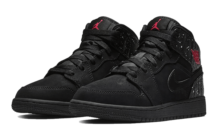 Jordan Air Jordan 1 Mid Black Rush Pink White Splatter — фото 7