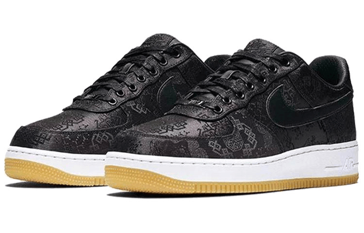 Nike Fragment Design x CLOT x Nike Air Force 1 Black Silk — фото 8