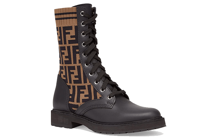 Fendi FF Motif Leather Biker Boots Black — фото 7