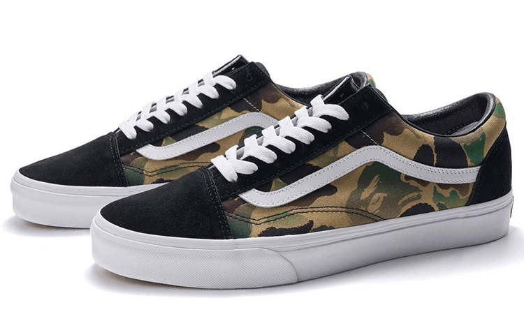 Vans A BATHING APE x Vans Old Skool Low Black Camo — фото 7