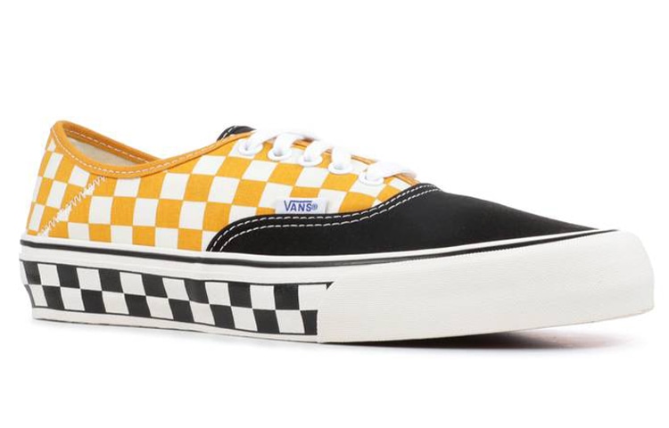 Vans Authentic Checkerboard Low Black Yellow — фото 5