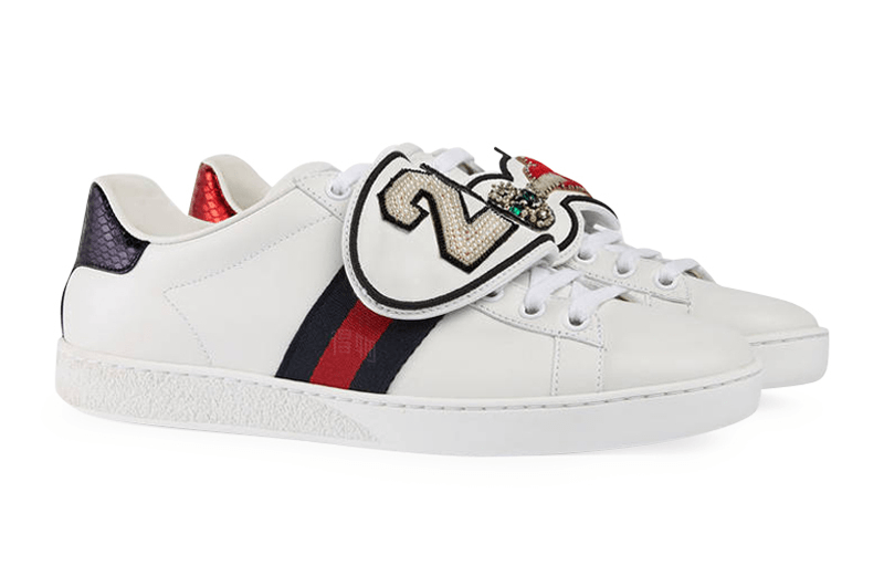Gucci Leather Logo Lace-Up Sneakers White — фото 7