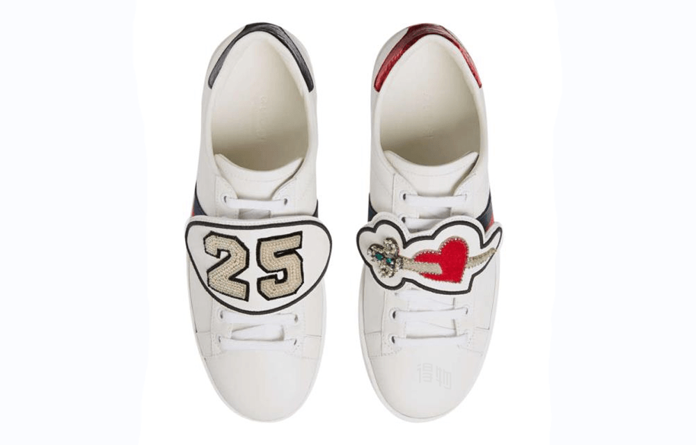Gucci Leather Logo Lace-Up Sneakers White — фото 8
