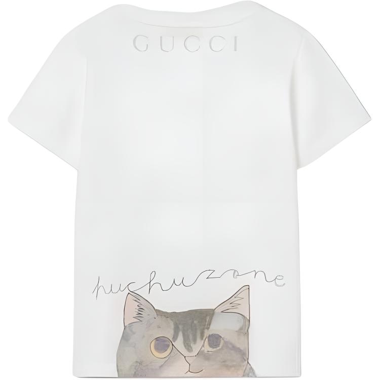 Gucci SS25 Floral Cotton Tee Kids White — фото 1