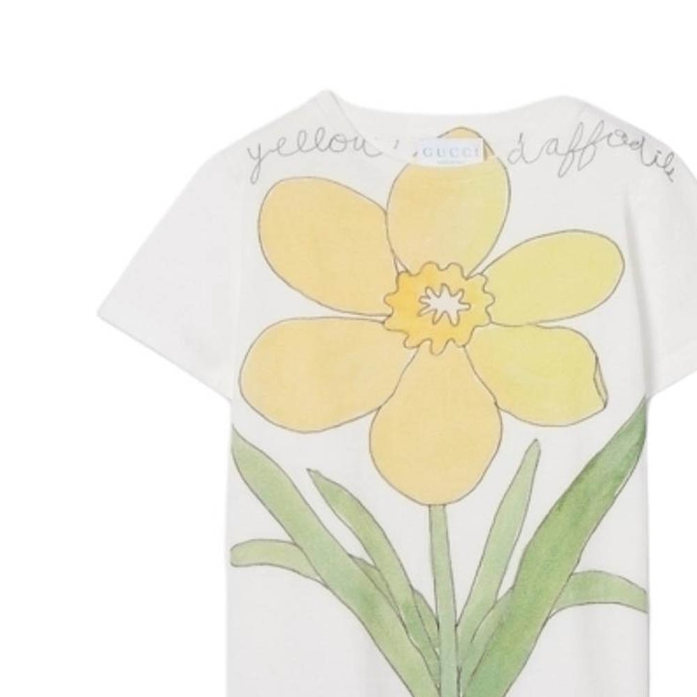Gucci SS25 Floral Cotton Tee Kids White — фото 3