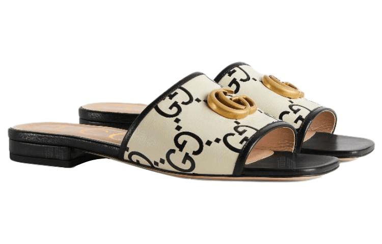 Gucci Slide Sandals Black White — фото 8
