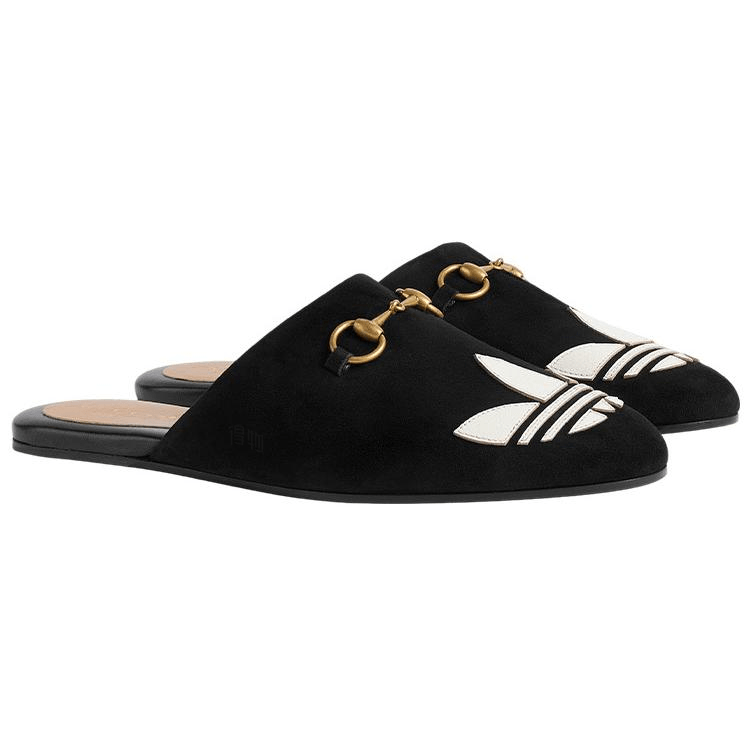 Gucci adidas x Gucci Trefoil Slipper Black — фото 7
