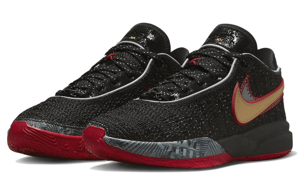 Nike LeBron 20 Low Black Gold Red — фото 7