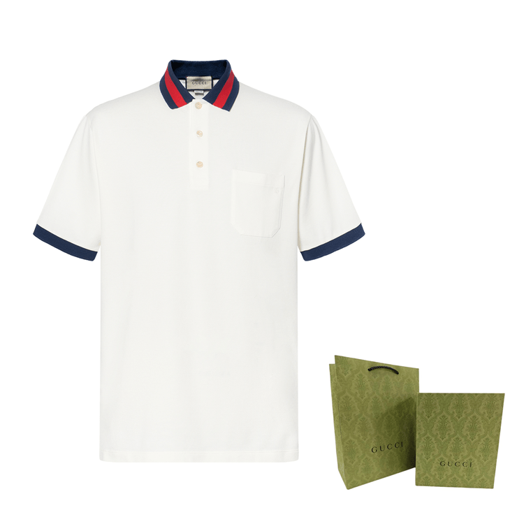 Gucci FW22 Striped Collar Polo White — фото 8