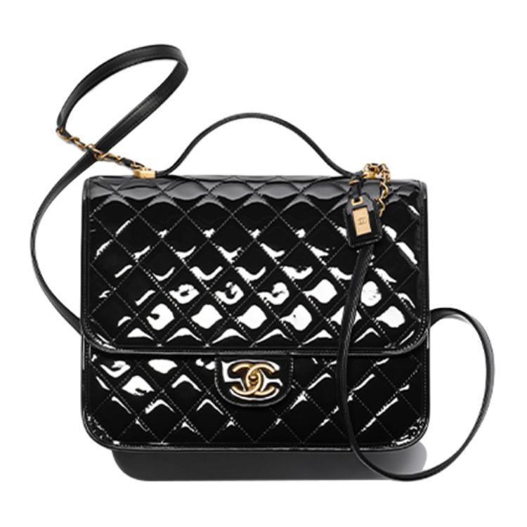 Сумки CHANEL 22K Vintage Patent Backpack Large Black