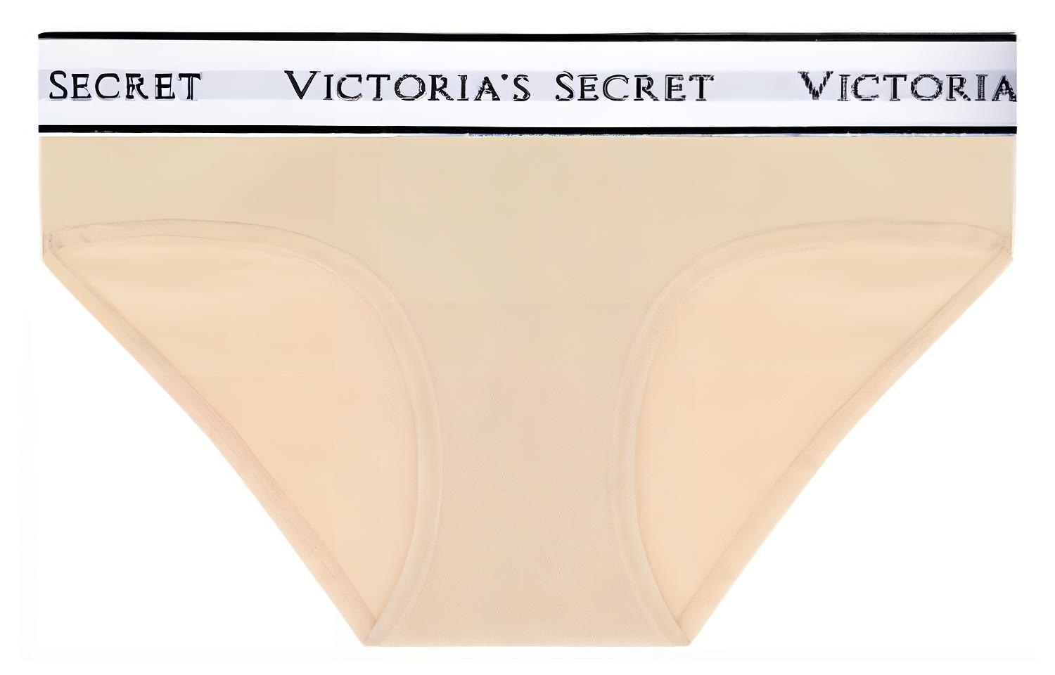Victoria's Secret Logo Print Low-Rise Briefs Champagne