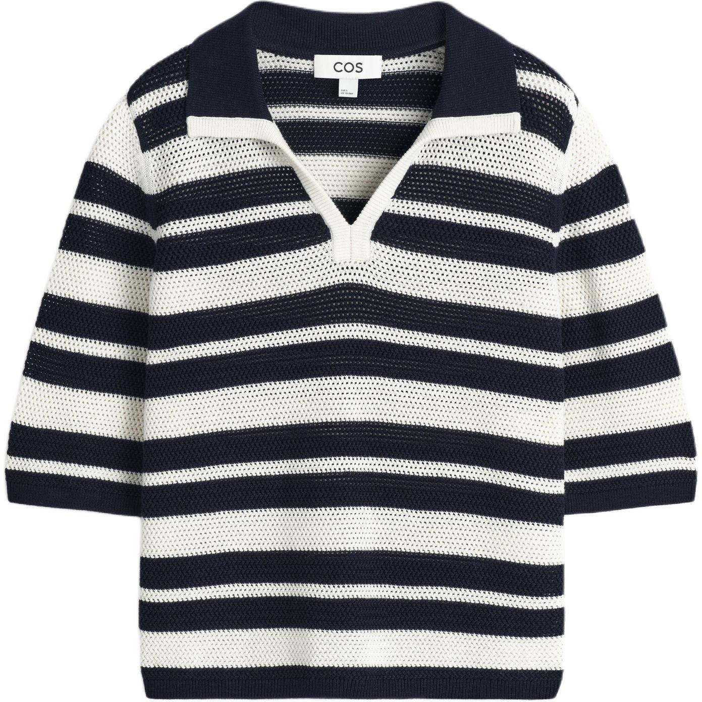 COS Striped Knit Polo Shirt