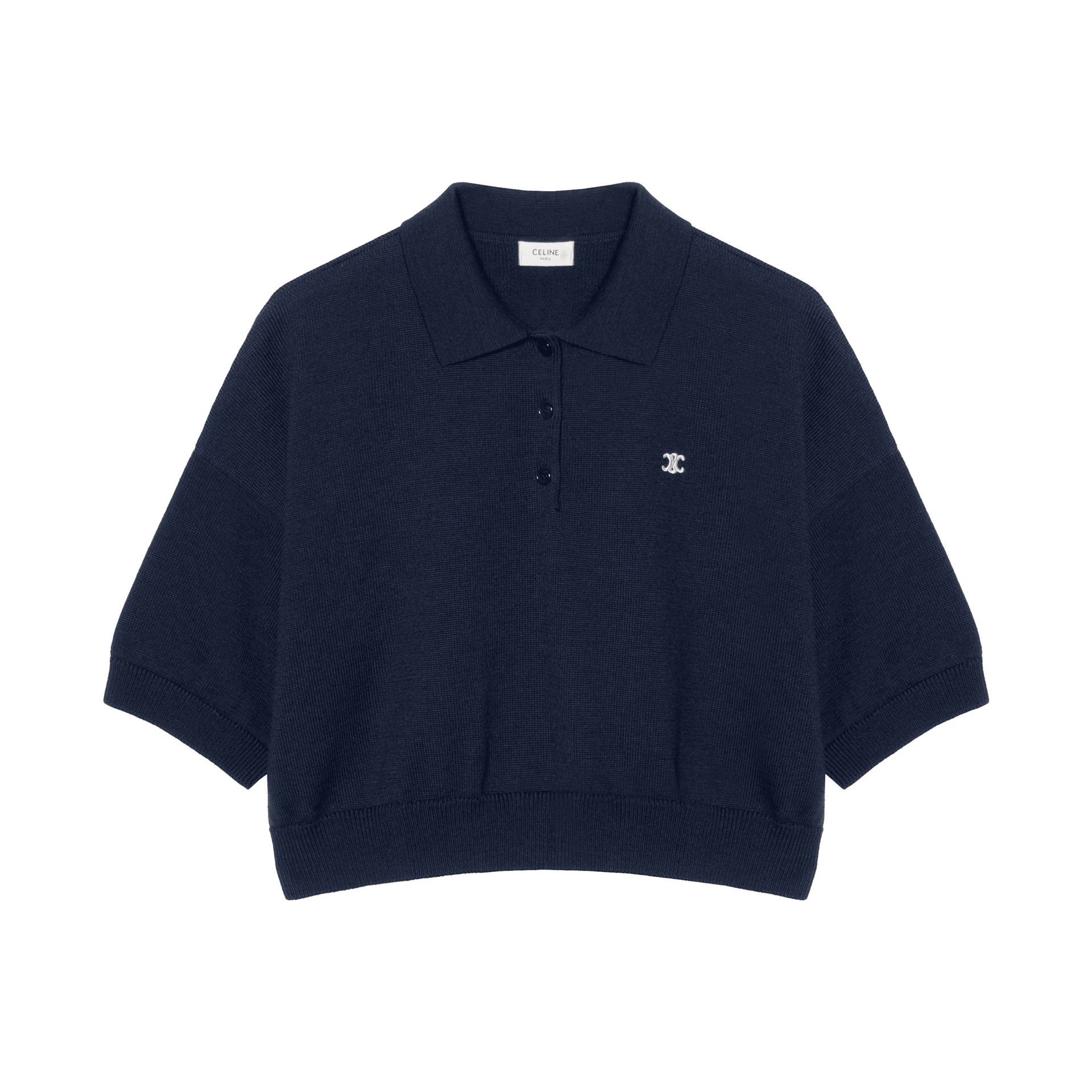 CELINE SS25 Embroidered Polo Navy