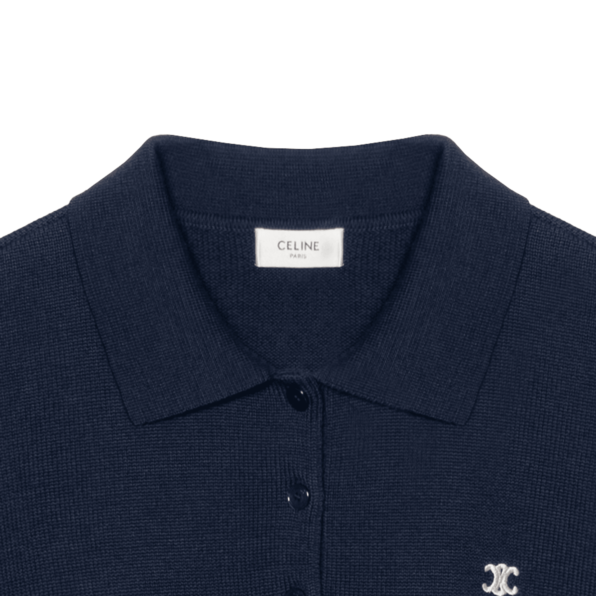Celine SS25 Embroidered Polo Navy — фото 7
