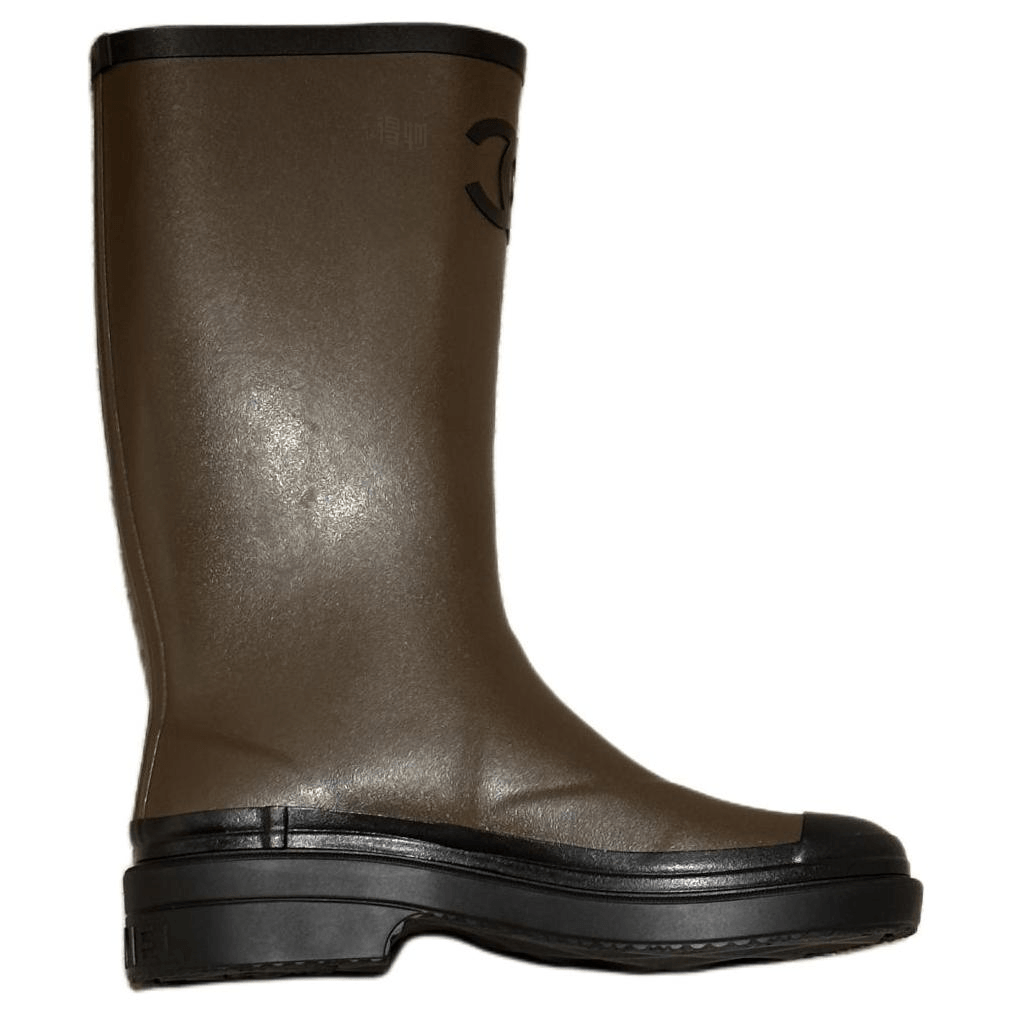 Chanel Waterproof Round Toe Rain Boots Military Green — фото 6