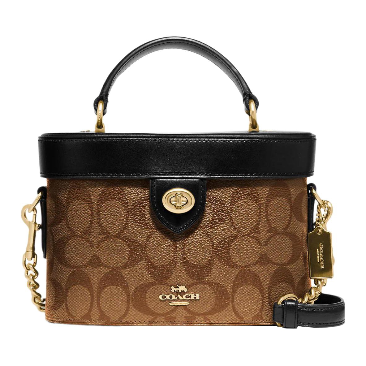 COACH/蔻驰 COACH Kay 20 Box Bag Small Black Brown Logo