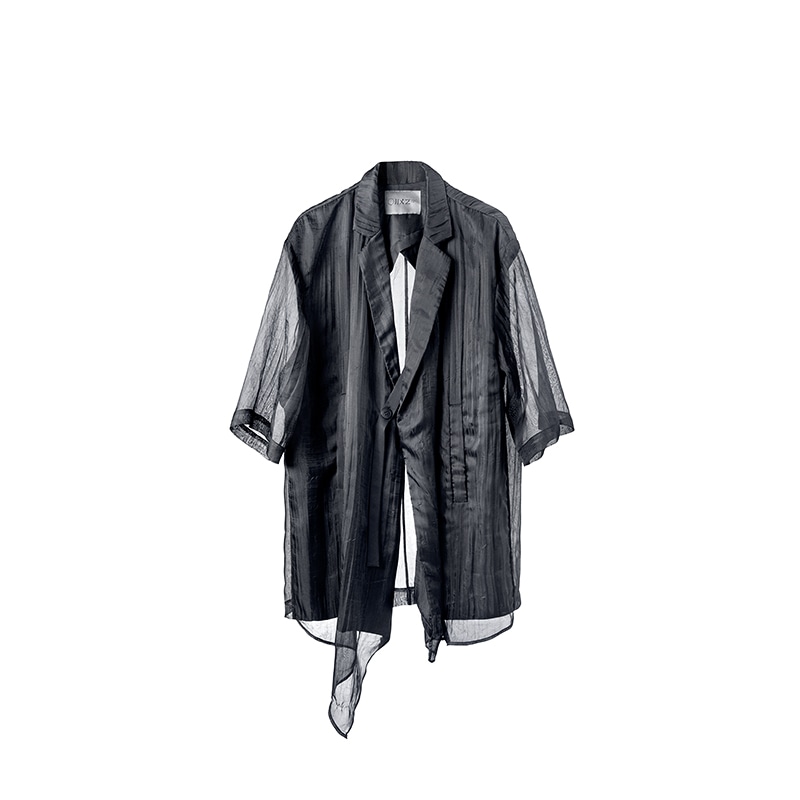 幻象者 Huanzhe Sheer Short Sleeve Blazer Black