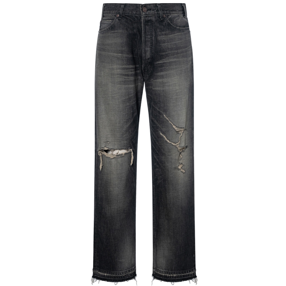 Джинсы CELINE SS24 Distressed Low-Rise Jeans Black