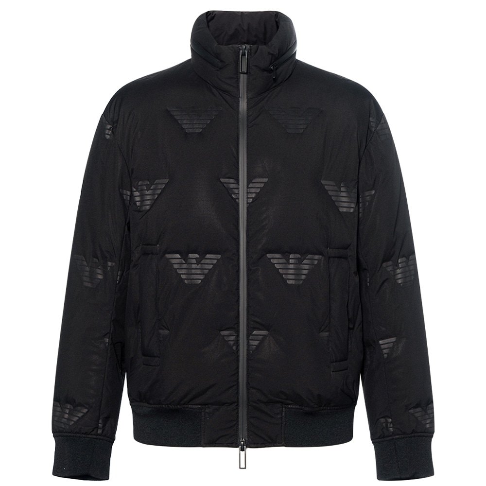 EMPORIO ARMANI/阿玛尼 Emporio Armani FW22 Logo Print Puffer Jacket Black