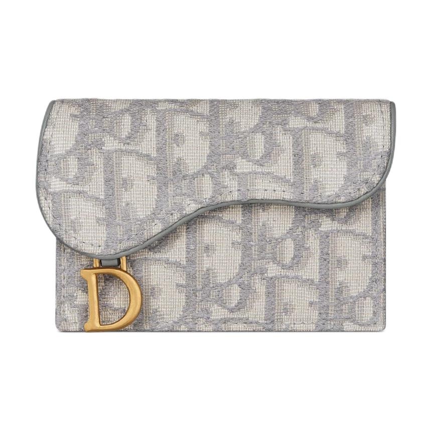 Dior Saddle Oblique Card Holder Grey