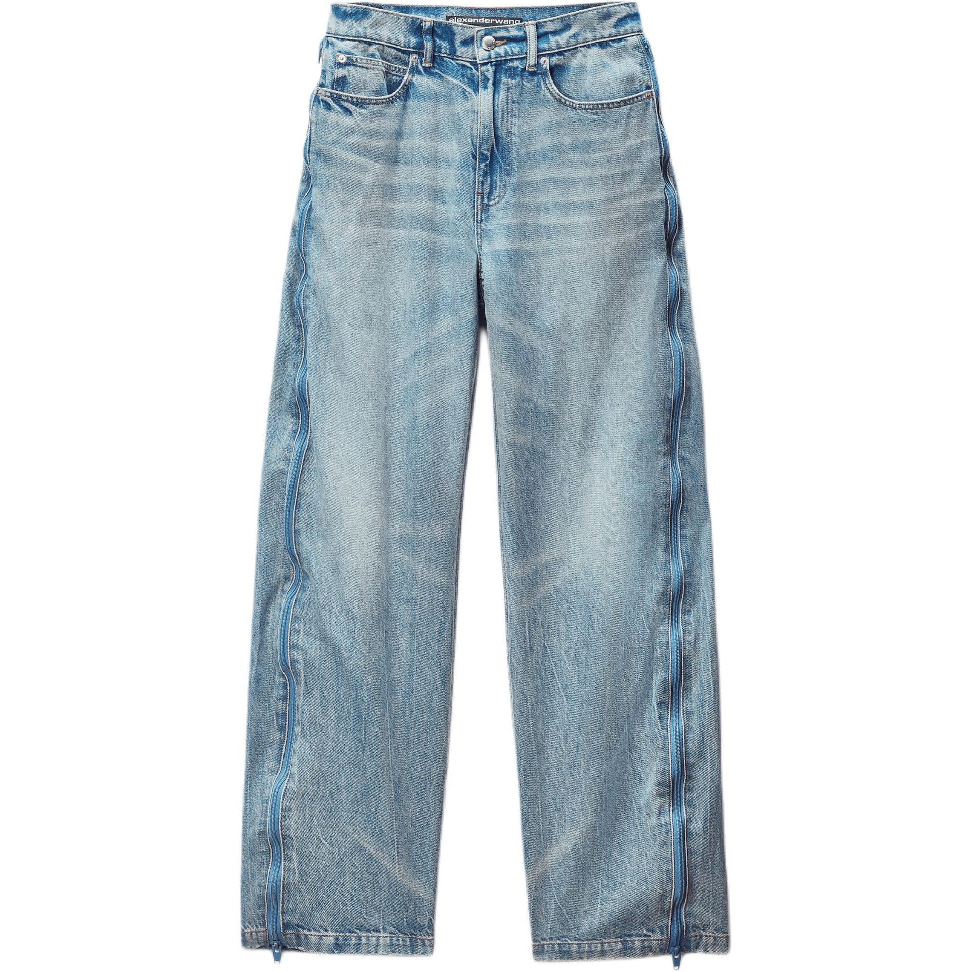 Alexander Wang SS25 Mesh Side Zipper Loose Vintage Button Denim Pants