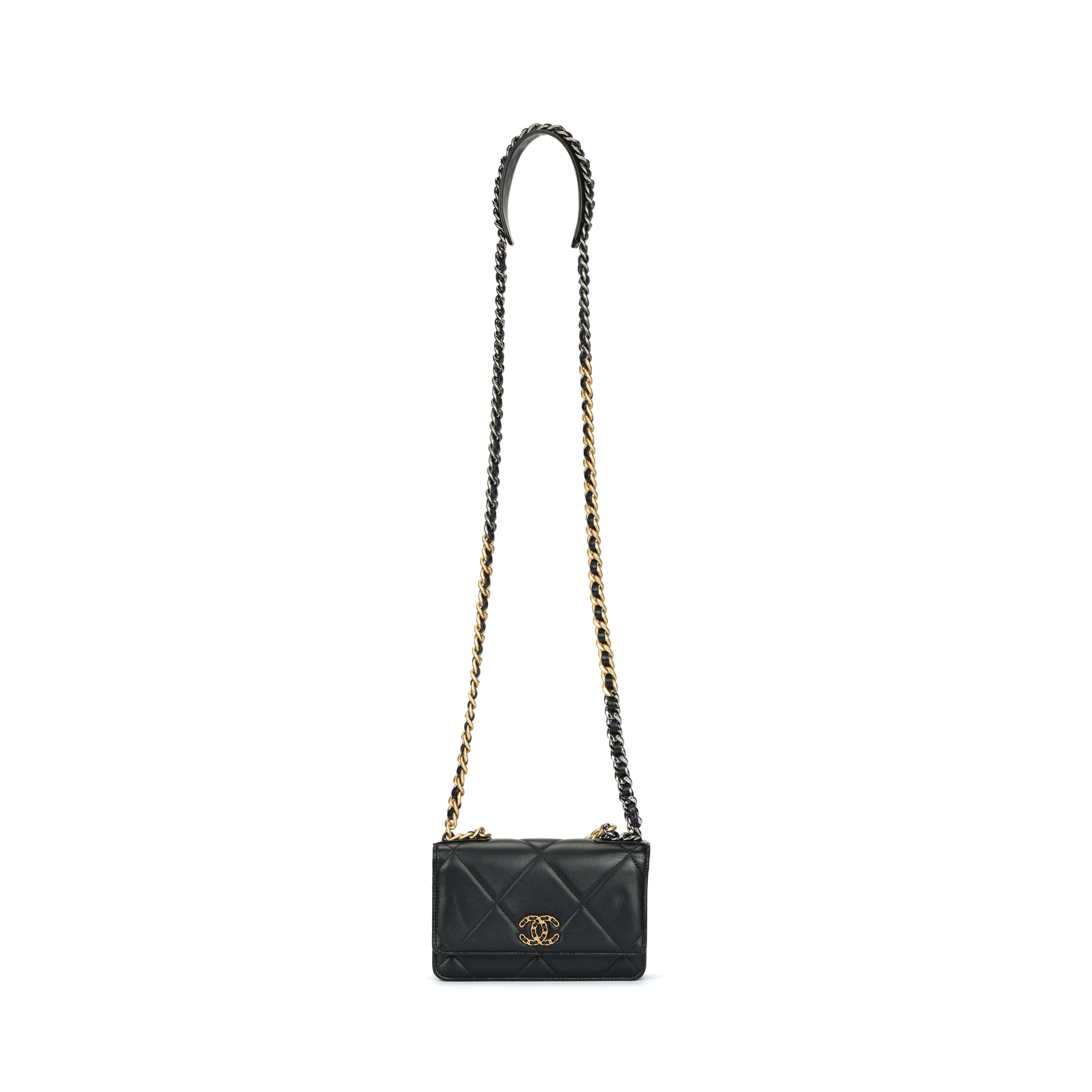 CHANEL WOC19 Bag Quilted Lambskin Chain Shoulder Bag Black