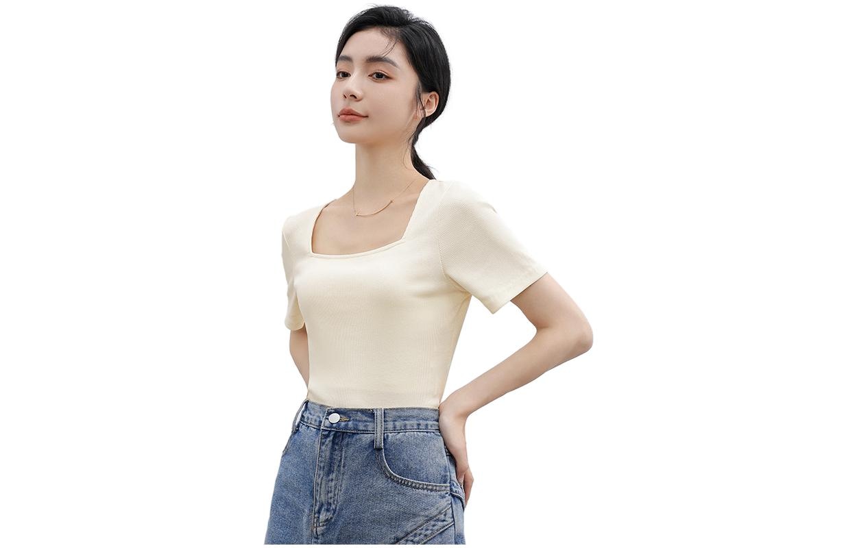 【dme】 纯色方领休闲短袖衬衫 女款