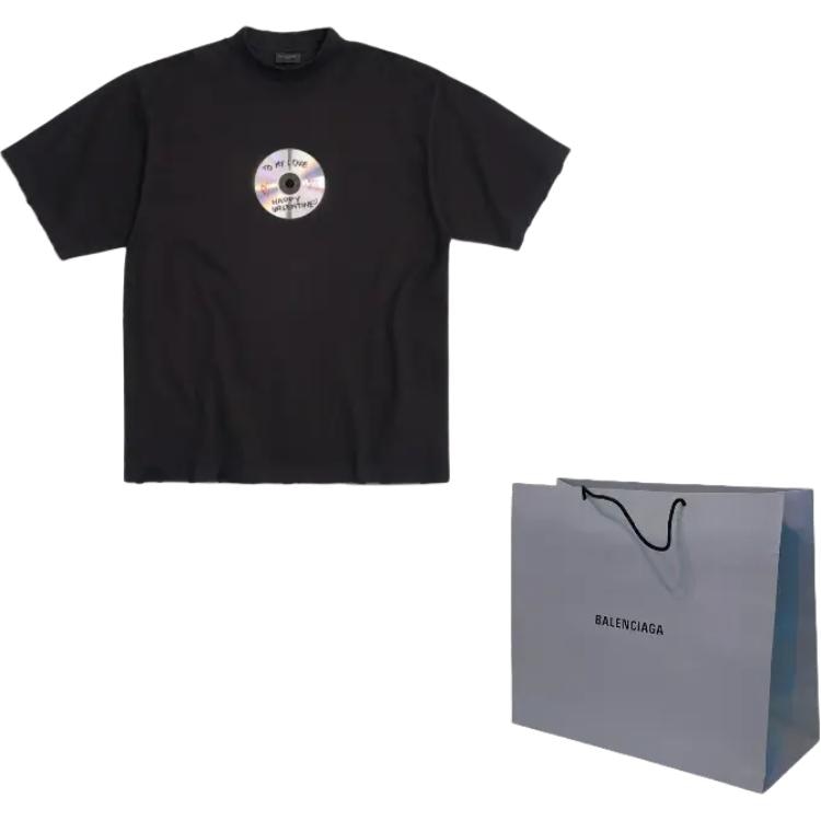 Balenciaga Letter Disc Print T-Shirt Black — фото 8