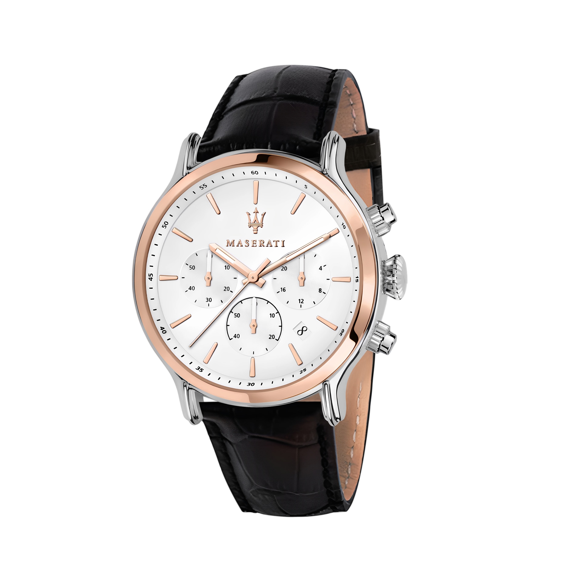 Maserati Quartz Leather Strap Watch White Dial
