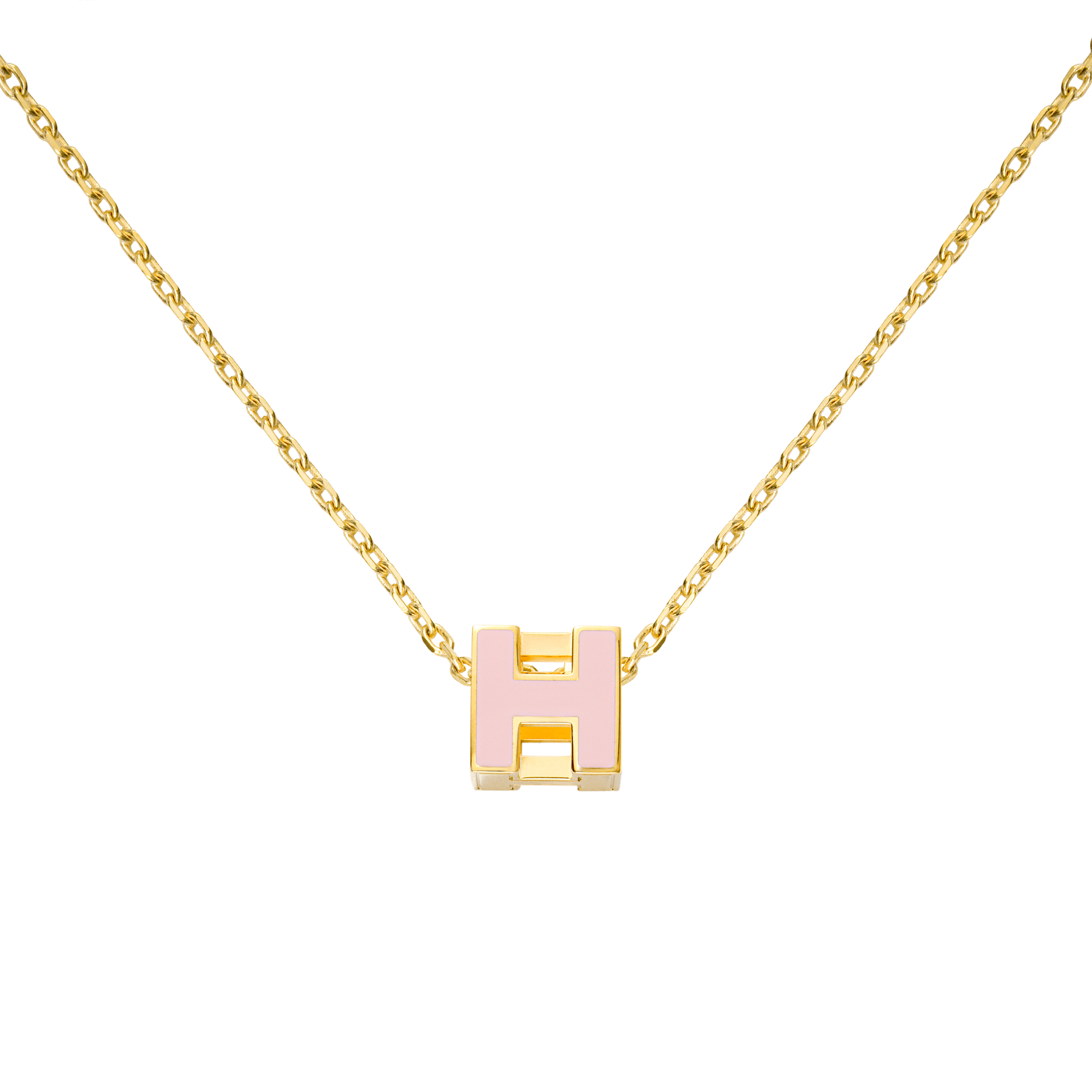 HERMES/爱马仕 Hermes Cage d'H Necklace Pink Gold