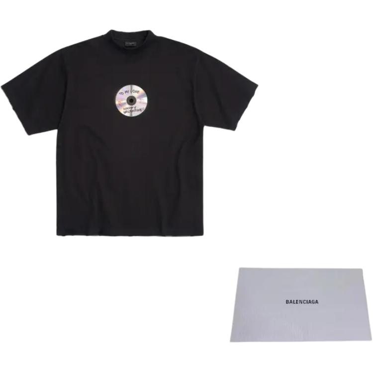 Balenciaga Letter Disc Print T-Shirt Black — фото 7