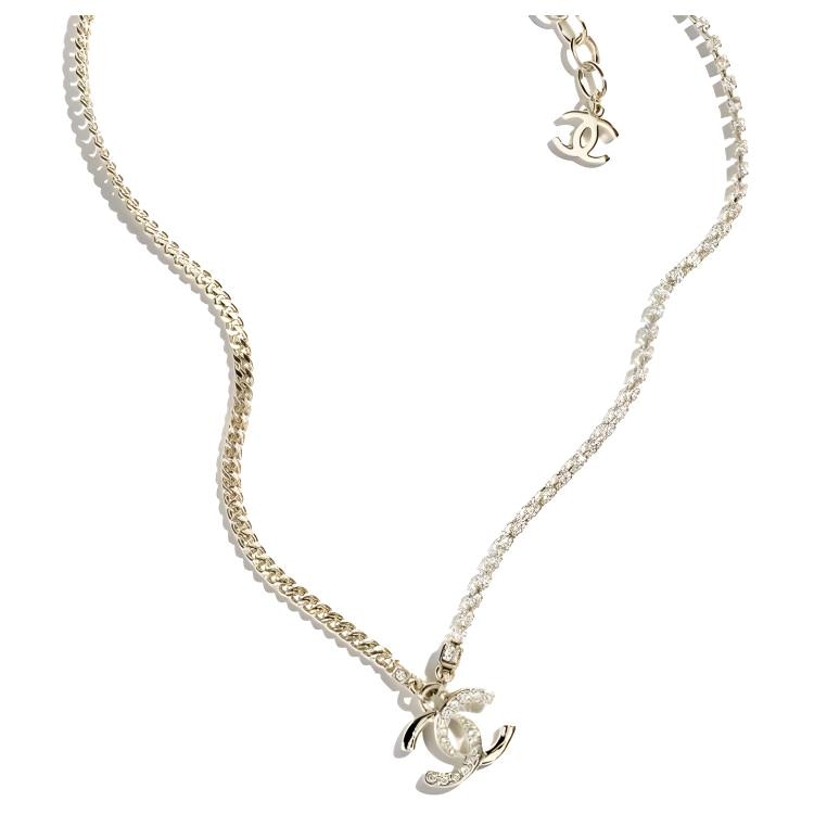 CHANEL Double C Pendant Necklace Gold