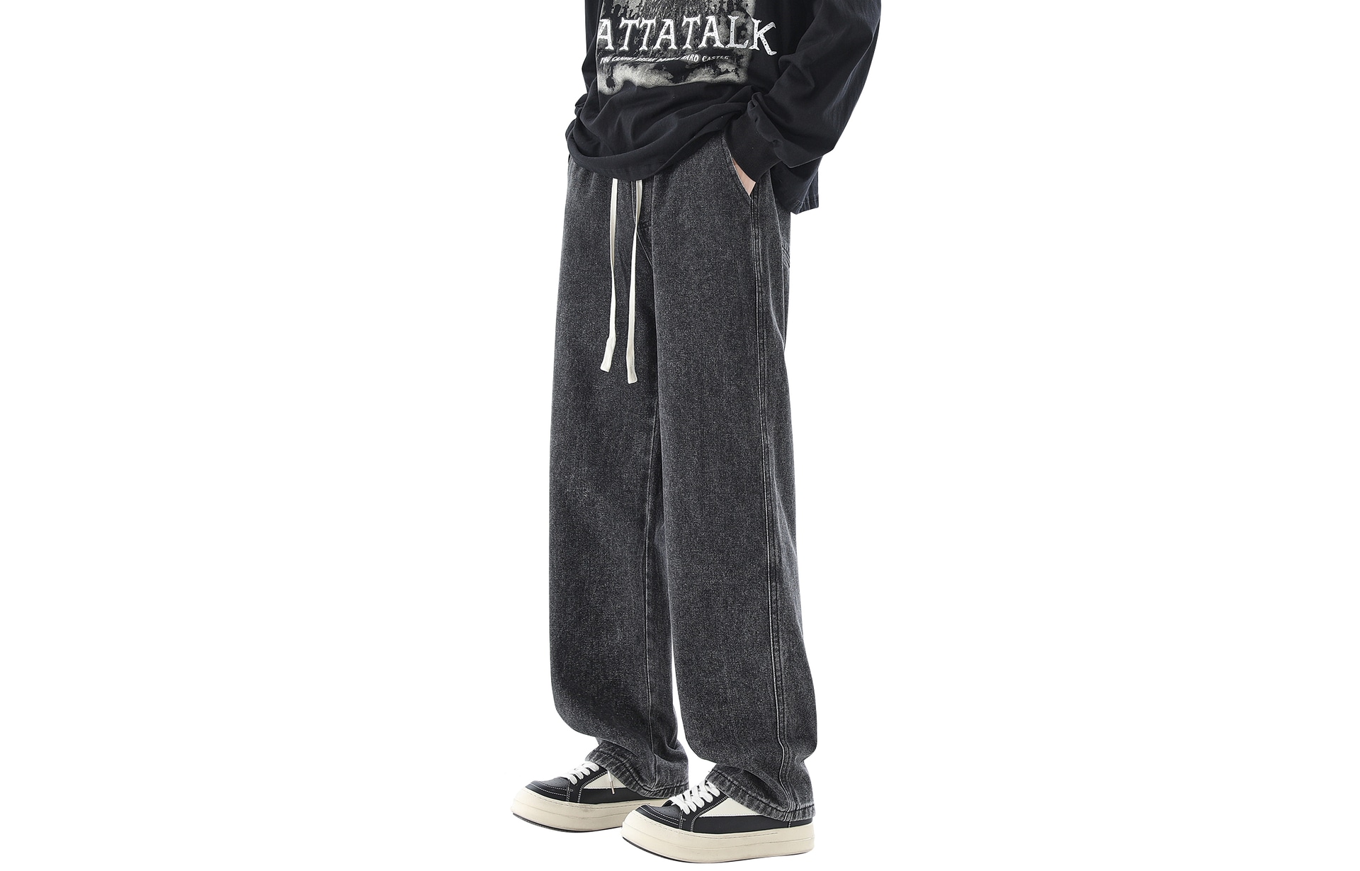 FALIAMS Vintage Washed Loose Straight Jeans