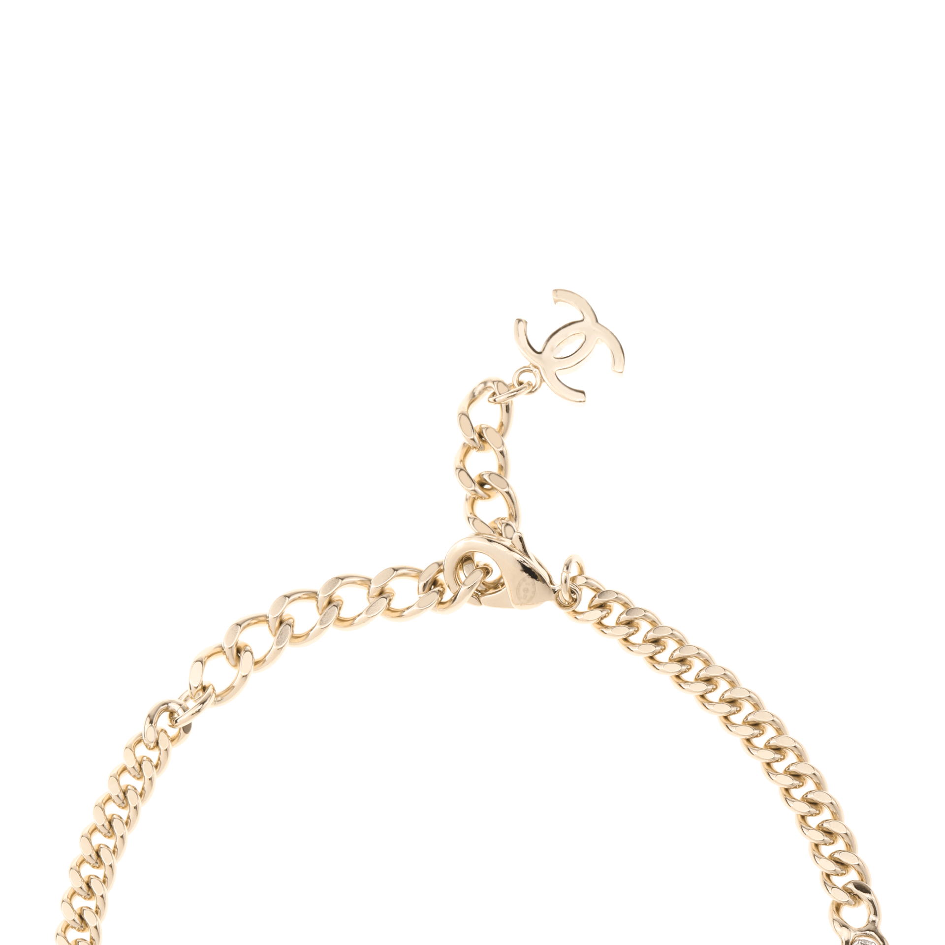 Chanel Double C Metal Crystal Necklace Gold — фото 1