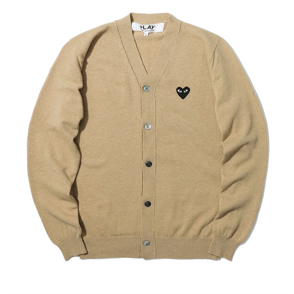 CDG Play V-neck Cardigan Beige