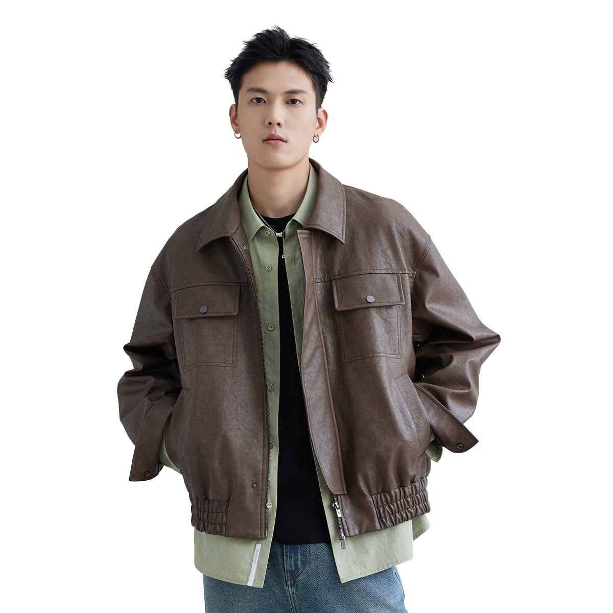 A.B.X DISTRESS PU LEATHER JACKET