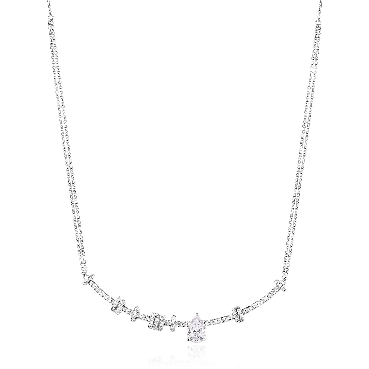 apm Monaco Festival Pear-Shaped Gem Adjustable Necklace Silver