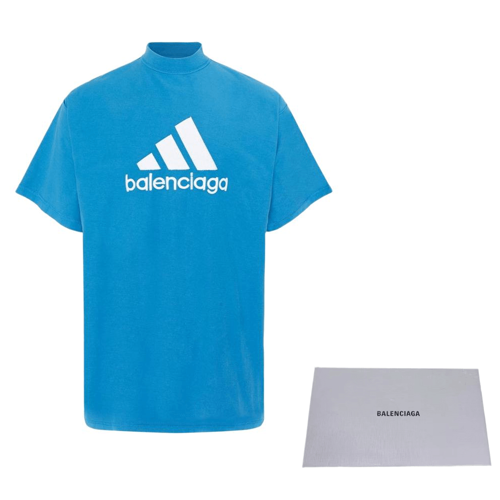 Balenciaga x Adidas Logo T-Shirt Blue — фото 8